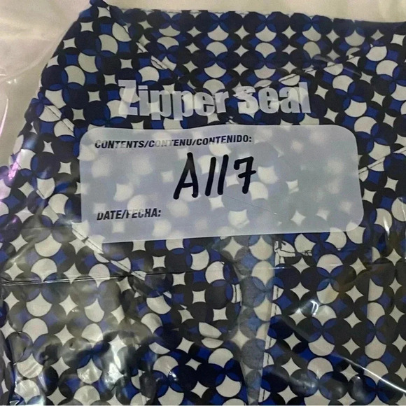 Max Studio women half sleeve geometric dress with collar blue white red size  M - Picture 9 of 9